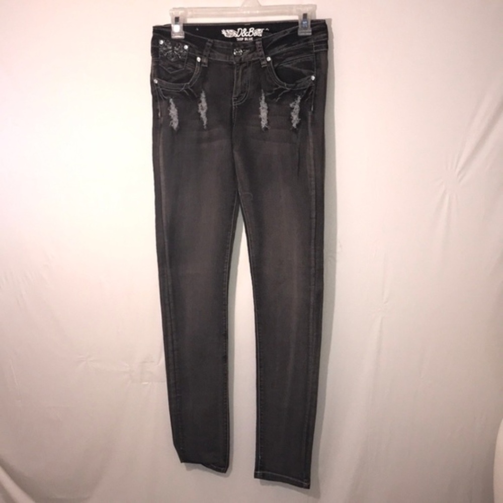 D&B DEEP BLUE Distressed Ladies Jeans Sz 7